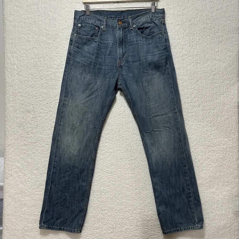 Levi's 505 Regular Fit Straight Leg Jeans Men's Blue Faded Denim‎ Size 34